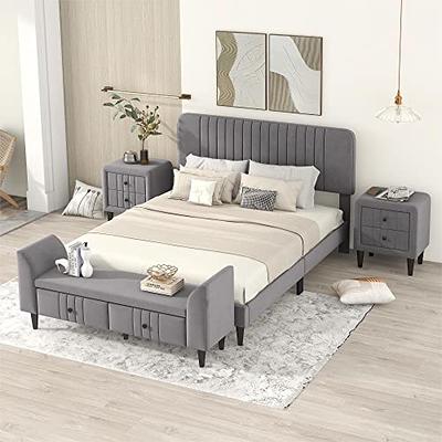 2 Pieces Bedroom Furniture Set,Queen Size Upholstered Bed Set with