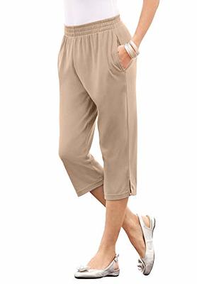 Roaman's Women's Plus Size Straight-Leg Soft Knit Pant Pull On Elastic Waist