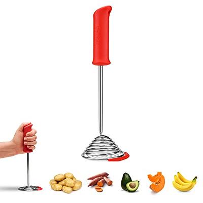 Zulay Kitchen Potato Masher with Premium Silicone - Red