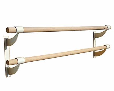 GOFLAME Double Ballet Barre Portable, 47” Freestanding Dancing Barre with 5  Adjustable Heights, Beech Wood Ballet Bar, Fitness Stretching Dancing Bar