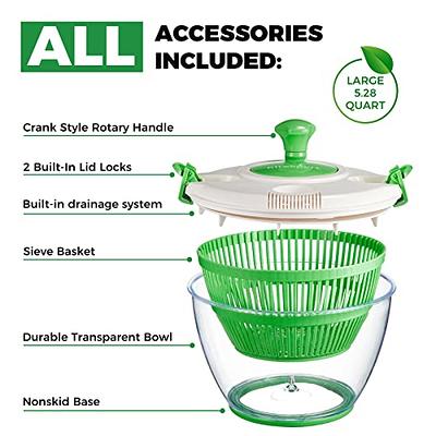 Kitexpert Salad Spinner Large 5.28 Qt, Manual Lettuce Spinner for Veggie  Prepping and Fruit Washing, Vegetable Dryer Spinner with Built-in Draining