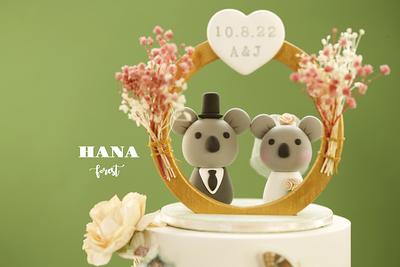 Koala & Panda Wedding Cake Topper, Bride Groom Topper, Handmade