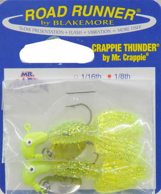Road Runner Crappie Tamer, Chartreuse Sparkle, Underspin Fishing