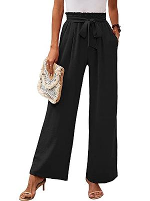 Cute Pants for Women Trendy Womens Fashion Loose Casual Pants High Waist  Elastic Waist Wide Leg Trousers with Pockets Womens Pant Romper Casual  (Light