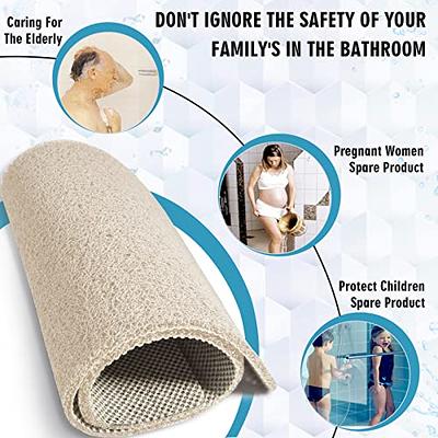 Extra Large Shower Mats Non Slip Without Suction Cups, 23.6 - 47.2 Inch,  Bath Mat for Textured Tub Surface, Loofah Mats for Shower and Bathroom,  Quick