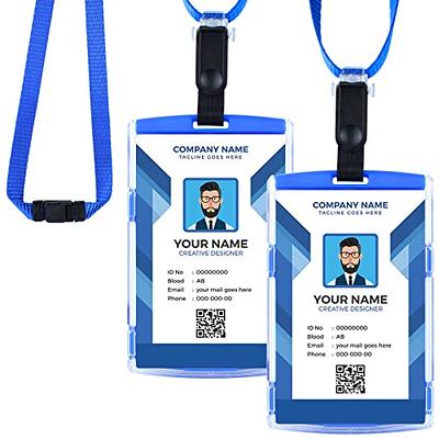 ID Badge Holder Retractable, Card Holder with Metal Reel & Clip, Vertical  Hard Plastic Heavy Duty Wallet, 4 Cards Slots for Credit, Name, Police