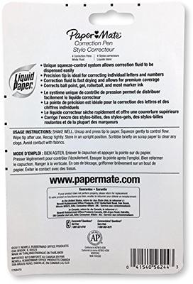 Paper Mate 5624415 Liquid Paper Correction Pen, 0.24 Ounces, Unique  Squeeze-Control System, Precision Tip, Fast Drying Correction Fluid,  Premium Coverage, Pack of 4 - Yahoo Shopping