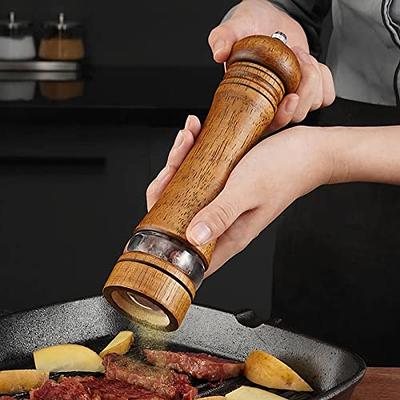 Gulex Wood Pepper Grinder Pepper Mill,Adjustable Coarseness 8 inch Wooden Peppermill, Ceramic Grinding Mechanism Salt Mill Refillable (1 Pack)