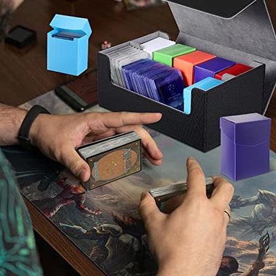 ZLCA Card Deck Box for Yugioh Cards, Card Box Holder with Flip Trays Fits  for 200+ MTG Pokemon Sports Cards, PU Leather Deck Case for Trading Cards