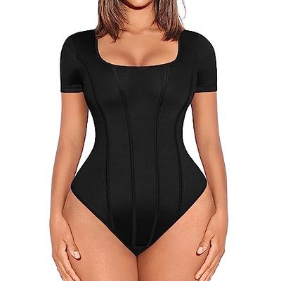 FeelinGirl Tummy Control Compression Bodysuit for Women Short Sleeve Thong  Body Suits Tops Basic Body Shaper T shirt - Yahoo Shopping