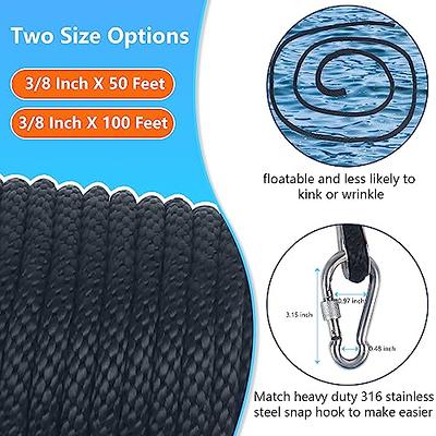 Anchor Rope 50 Ft 3/8 in, Premium Solid MFP Braid Anchor Line with Heavy  Duty 316 Stainless Steel Thimble & Snap Hook, Boat Anchor Rope Marine Rope  for Anchor and Boat - Black - Yahoo Shopping