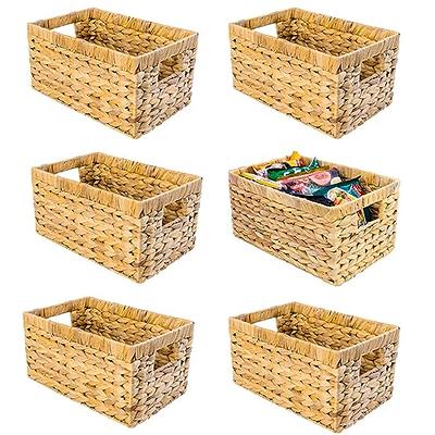 Small Wicker Storage Baskets, Vagusicc Woven Storage Organizer Baskets Bins  (Set of 2), Toilet Paper Small Wicker Baskets with Handles for Organizing