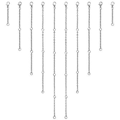 Necklace Extender Silver, 10 Pack Chain Extension Bulk for