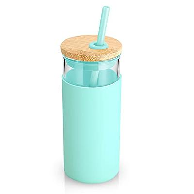 tronco 20 oz Glass Tumbler Glass Water Bottle Straw Silicone Protective  Sleeve Bamboo Lid - BPA Free -Black