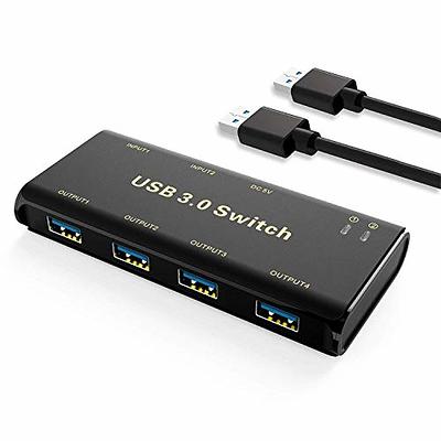 USB 3.0 Switch Selector,KVM Switch Adapter 2 Computer Sharing 4 USB De