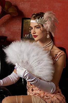 LADIES FLAPPER SET FEATHER BOA, HEADBAND, NECKLACE & CIGARETTE HOLDER  1920'S KIT