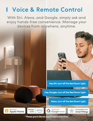 meross Smart Plug Mini, 15A & Reliable Wi-Fi, Support Apple HomeKit, Siri,  Alexa, Echo, Google Assistant and Nest Hub, App Control, Timer, No Hub