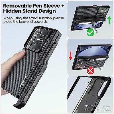 Case for Samsung Galaxy Z Fold 5 5G, with Detachable Magnetic S Pen Holder  and S Pen, Build-in Hidden Kickstand 2 In 1 Protective Phone Case Cover for  Samsung Galaxy Z Fold