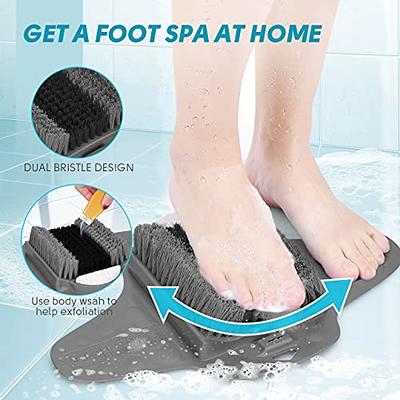 Shower Foot Scrubber Mat With Natural Pumice Stone, Anti Slip