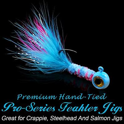  Crappie-Jigs-Marabou-Feather-Hair-Jigs-for-Crappie-Fishing -baits-and-Lures Kit Panfish Trout 1/8 1/16 1/32 Oz