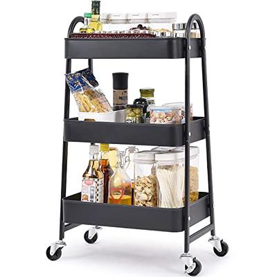 3 Tier Rolling Cart, Ajustable Art Craft Cart Organizer on Wheels