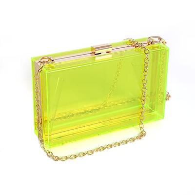 Transparent Clear Acrylic Square Box Clutch Purse Bag With Resin Short  Handle & Gold Metal Chain Strap - Buy Transparent Clear Acrylic Bag,Acrylic