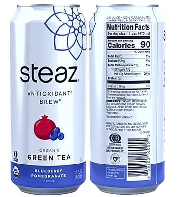 Steaz Organic Green Tea, Peach, 16 fl. oz.