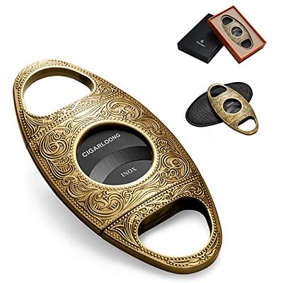 CIGARLOONG Cigar Cutter Stainless Steel Bronze Engraved Double Cut Blade  Cigar Guillotine (Gold+Black) - Yahoo Shopping