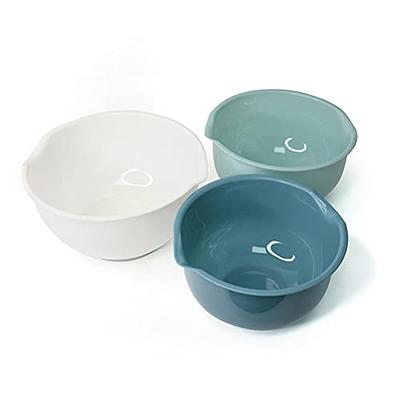 3Pcs Plastic Serving Bowls, Salad Bowls Mixing Bowls Set with non