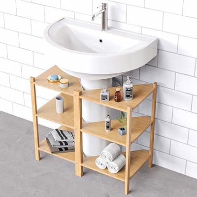 Yoneston Adjustable Bamboo Bathroom Shelf over Toilet 3-Tier Bathroom Wall  Shelf for Towel Storage Bath Accessories Organizer Kitchen Living