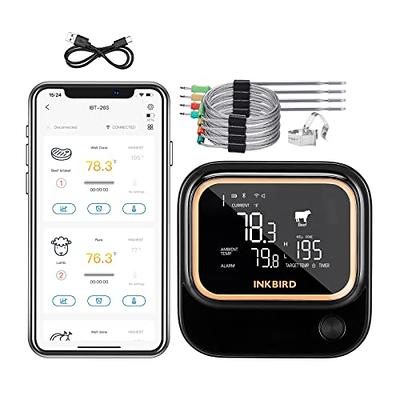 NutriChef WiFi Grill Meat Thermometer, Wireless Dual Smart Probes, Alarm  Indoor from Outdoor Barbecue Smoker, Compatible with Any Smartphone