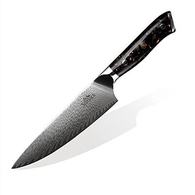 SpitJack Chef Knife. Japanese Damascus Feather Design Kitchen