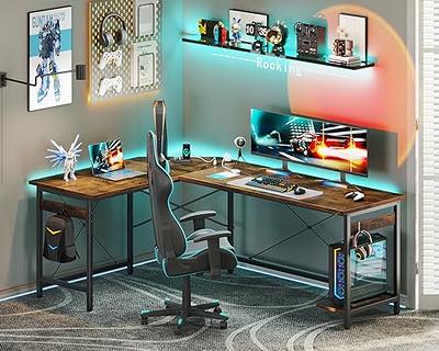 66 inch L Shaped Computer Desk with Storage Shelves, Corner Gaming Desk,  Sturdy Writing Desk Workstation, Modern Wooden Desk Office Desk, Wood 