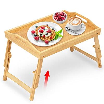 Mayyol Breakfast Bed Tray for Eating - Raised Food Table Up to 9.5 on Lap  Sofa - Adjustable Bamboo Serving Tray - Portable Snack Platter with Folding