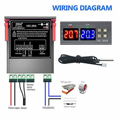 Temperature Controller Dual Digital Thermostat 2 Sensor Heating Cooling  Switch