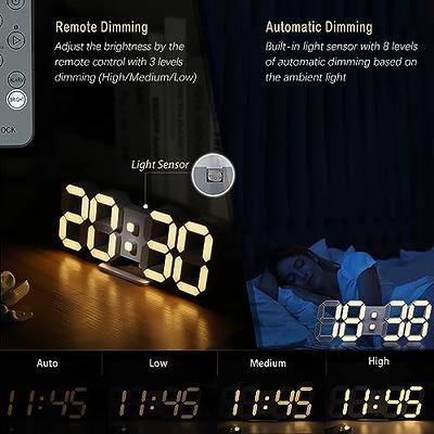 KOSUMOSU Digital Clock 3D LED Wall Clock 9.7 Bedside Clock for Bedroom  Living Room Office Classroom Night Light Auto/Custom Brightness,  Temperature, Remote Control (Warm Light) - Yahoo Shopping