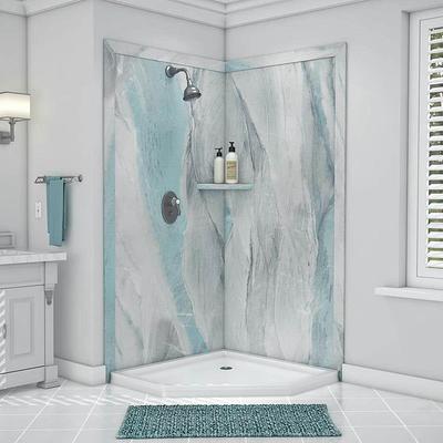 Anzzi Sharman 36 x 36 x 74 2-Piece DIY Friendly Corner Shower Surround in White - SW-AZ8073