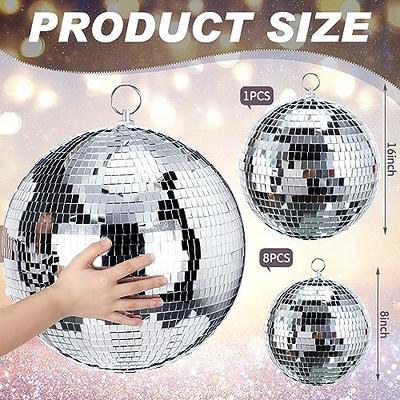 CHENGU 4 Pack Large Disco Ball Silver Hanging Reflective Mirror Ball  Ornament for Party Holiday Wedding Dance and Music Festivals Decor Club  Stage