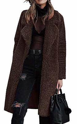 Women's Long Lapel Faux fur Jacket Shaggy Coat Warm Outerwear Cardigan