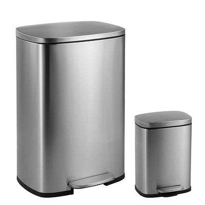 Silver 50L Stainless Steel Large Soft-Close Step Trash Can