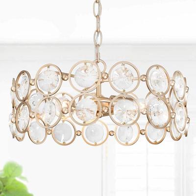 LNC Modern Chandelier 1-Light Glam Drum Plating Brass and Matte