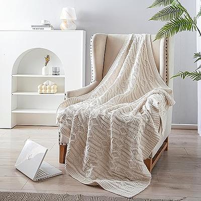 L'AGRATY Chunky Knit Blanket Throw,Soft Chenille Yarn Throw 50x60,Handmade Thick Cable Knit Crochet Blanket, Large Rope Knot Throw Blanket for Couch