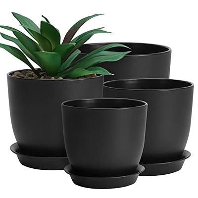 Whonline Plastic Plant Pots, 4 Pack 10/9/8/6 Inch Large Planters White  Flower Pots for Indoor Outdoor Plants with Drainage Hole and Tray, Modern