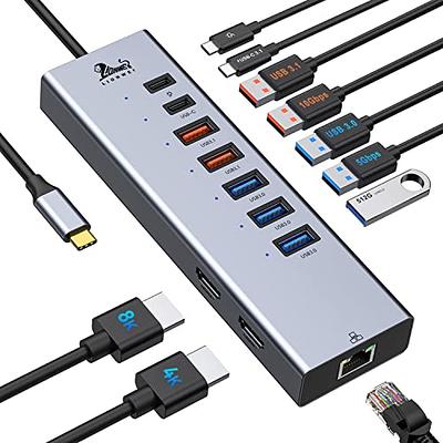 USB C Docking Station Dual Monitor HDMI for Dell HP Lenovo Laptop,14 in 1  Docking Station to 2 HDMI Port 4K+VGA USB Type C Hub Multiport Adapter