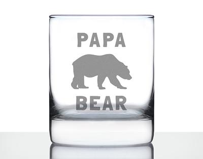 Papa Bear - Unique 10 Oz Rocks Glass Or Old Fashioned Funny Dad