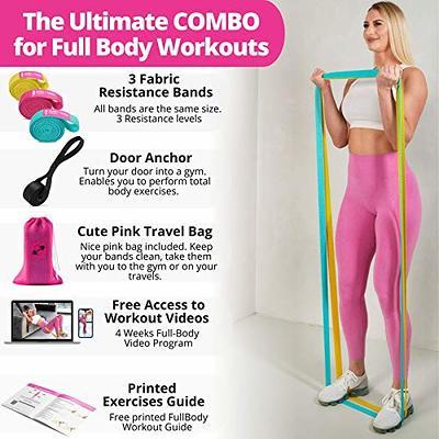 Fabric Pull Up Resistance Bands Exercise Set of 4 + Carry Bag