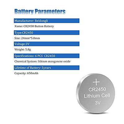 CR2450 Batteries, 3 Volt Lithium Coin Battery 10 Count, High Capacity and  Leak-Free Performance