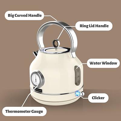 Retro Style 1.7L Electric Kettle | Blue & Stainless Steel