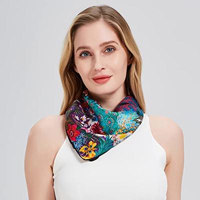 100% Pure Mulberry Silk Medium Square Scarf Head Scarf for Women