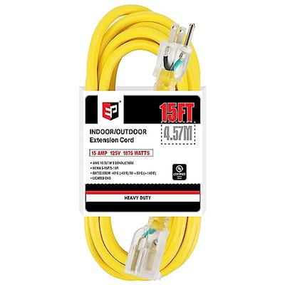 Iron Forge Cable 50 Foot Lighted Outdoor Extension Cord - 10/3 Sjtw Yellow 10 Gauge Extension Cable With 3 Prong Grounded Plug For Safety - Great For